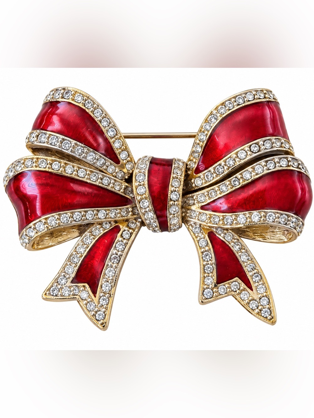 Joan Rivers Vintage Christmas Bow Brooch